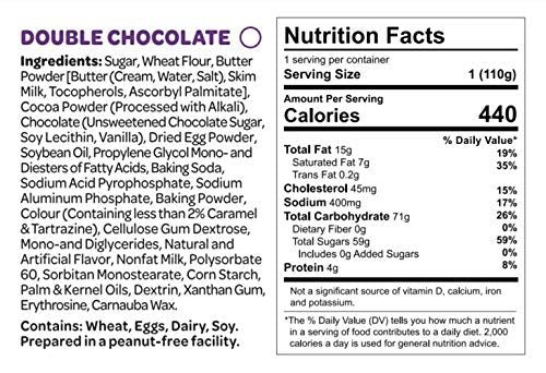 Instacake Cards Double Chocolate cake mix ingredients and nutrition label for party favor cake kit for events