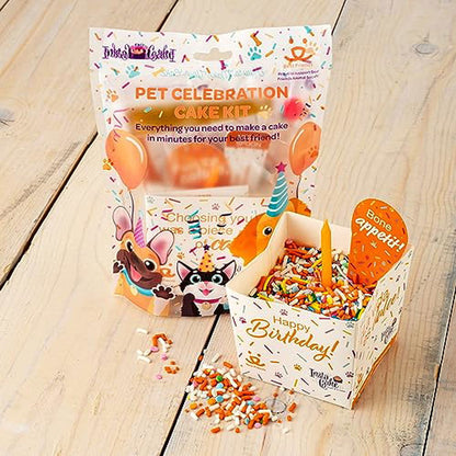 Instacake Cards pet celebration cake kit with colorful sprinkles and birthday candle for pets