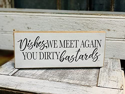 Funny kitchen signs wooden decor piece with humorous text about dirty dishes for home