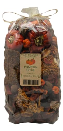 Just Browsing pumpkin spice potpourri in a clear bag with decorative dried pumpkins and spices for home fragrance