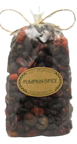 Just Browsing pumpkin spice fall home decor potpourri in clear bag with rustic twine bow