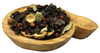 Just Browsing mulled cider potpourri in a wooden bowl for a warm, inviting scent