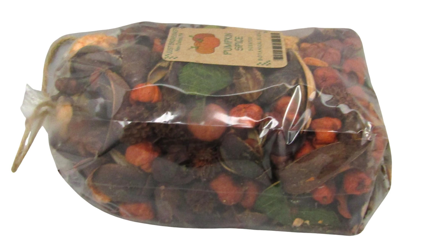 Just Browsing Pumpkin Spice Botanical Potpourri in a clear bag, featuring warm autumn colors and a seasonal scent.