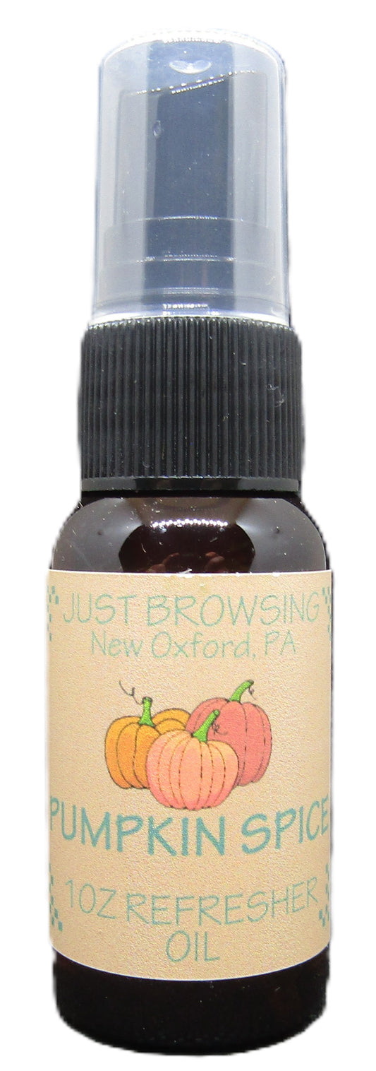 Just Browsing pumpkin spice potpourri refresher oil in a 10oz bottle with pumpkin graphics