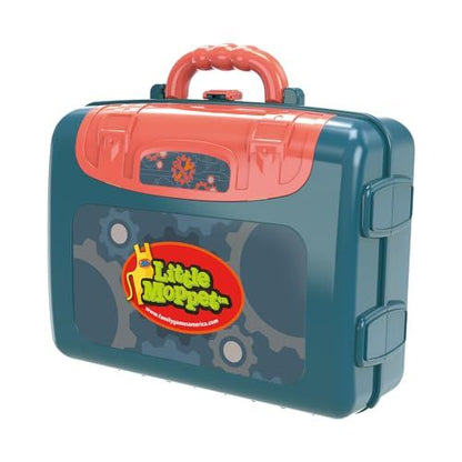 Family Games America kids carrycase play set in blue and orange with Little Moppet logo