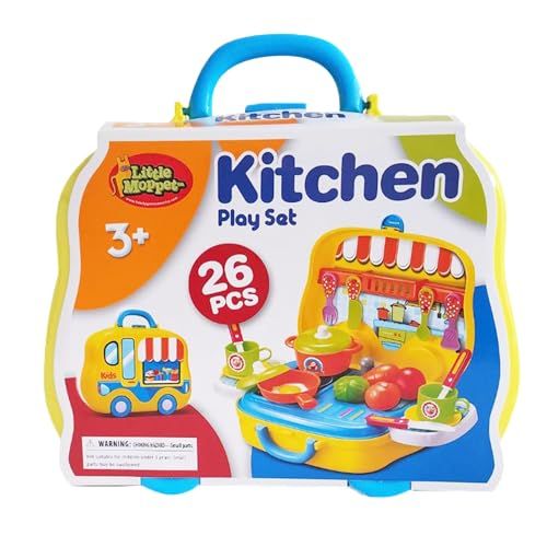 Family Games America kids kitchen play set with 26 pieces for imaginative cooking fun