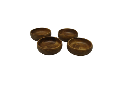 Set of four natural acacia wooden bowls with smooth finish for kitchen use by Home Essentials
