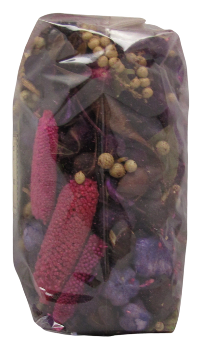 Old Candle Barn lavender potpourri for home with mixed dried flowers and spices in clear packaging
