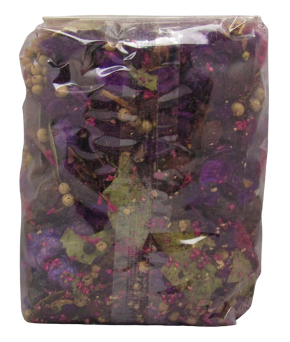 Old Candle Barn lavender potpourri for home sealed in clear plastic packaging with dried flowers and leaves