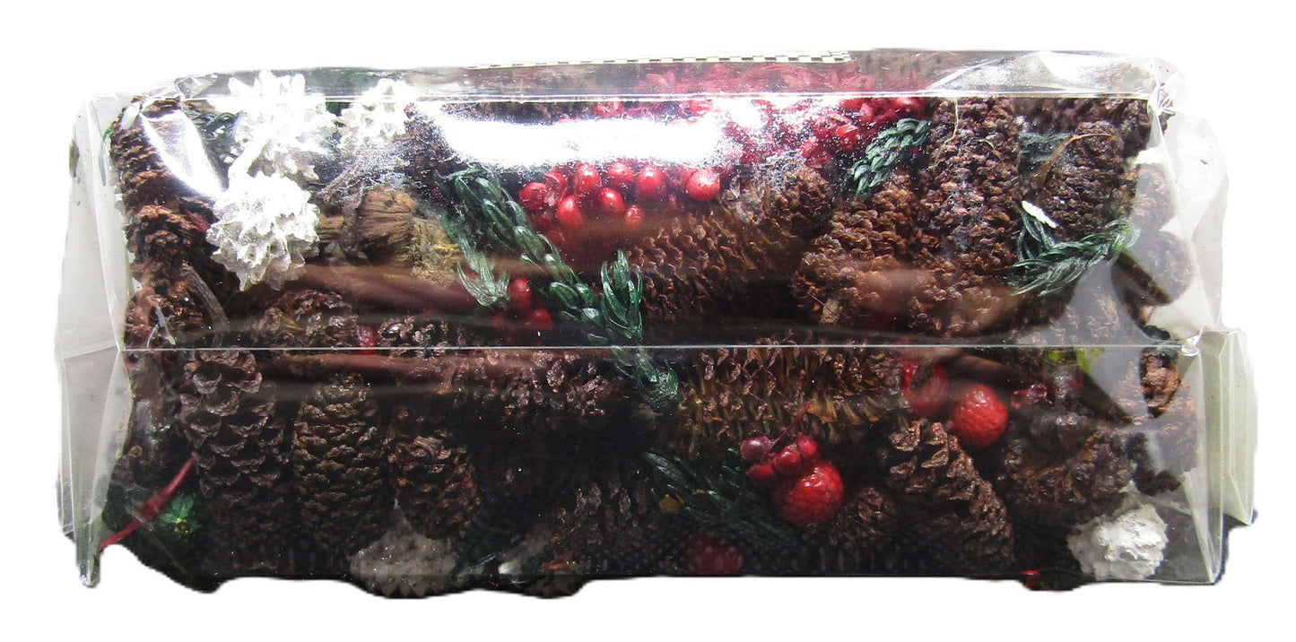 Old Candle Barn potpourri packaged with pine cones, berries, and floral accents for a pleasant aroma
