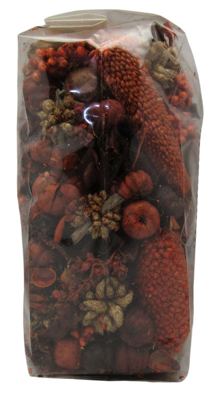 Old Candle Barn pumpkin spice potpourri bag with natural dried flowers and spices in autumn colors