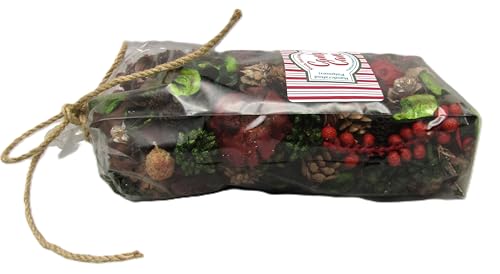Peppermint potpourri bowl filler in a decorative package with natural elements and festive colors