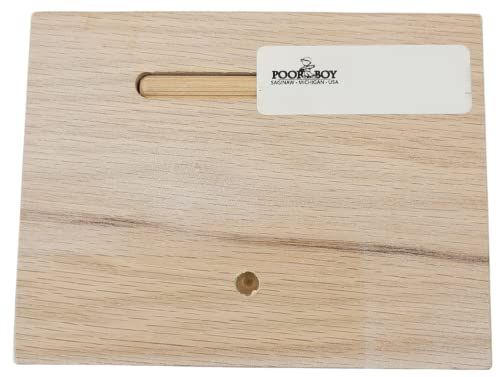 Wooden back of no bitchin kitchen sign by Poor Boy Woodworks with hanging slot and natural finish