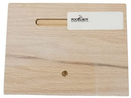 Wooden back of no bitchin kitchen sign by Poor Boy Woodworks with hanging slot and natural finish