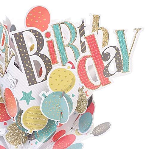 Colorful pop up birthday card with balloons and glitter accents by Second Nature Pop Ups