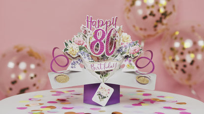 Happy 80th Birthday Pop-Up Greeting Card Original Second Nature 3D Pop Up Cards