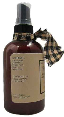 Shoots Roots and Leather Boots spiced orange room spray amber bottle with pump and plaid ribbon