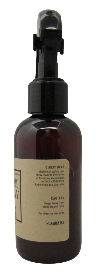 Shoots, Roots & Leather Boots Peach Room Spray in a dark amber bottle for a refreshing home scent