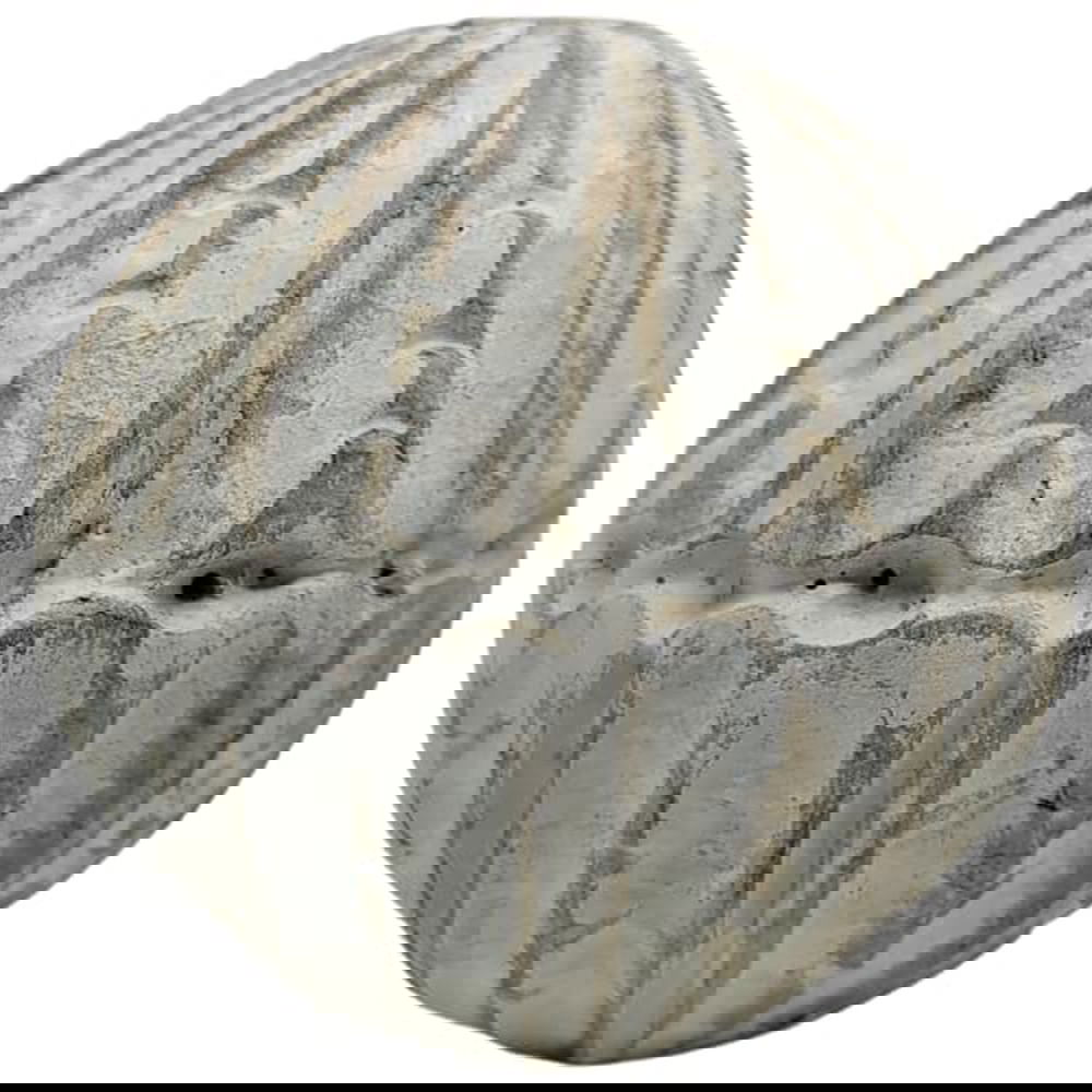 Rustic carved wooden decorative ball with textured grooves and weathered white finish from PD Home and Garden