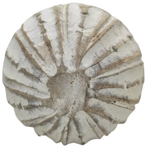 PD Home Garden rustic carved wooden decorative ball with weathered white and brown finish for home decor
