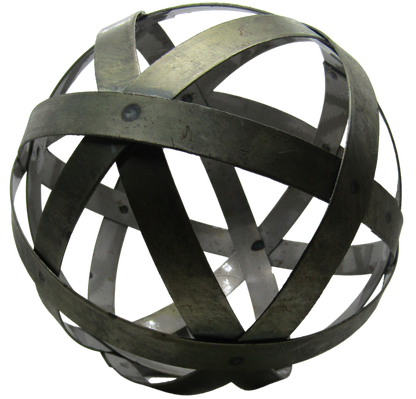 PD Home and Garden farmhouse decorative bowl spheres metal orb with interlaced rustic bands for table decor