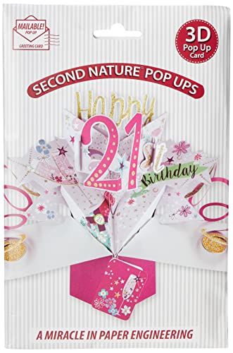 Second Nature Pop Ups 3D 21st birthday pop up card with colorful floral design and gold accents