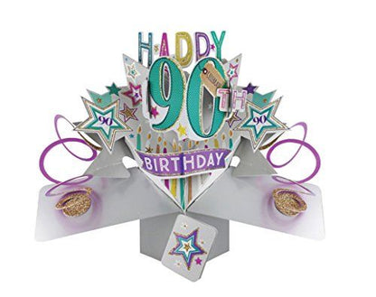 Second Nature Pop Ups 90th birthday pop up card with colorful stars and festive design