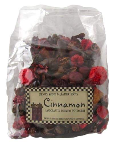 Cinnamon Potpourri in clear bag by Shoots Roots and Leather Boots handcrafted dried botanicals with red accents