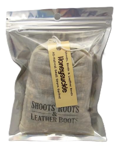 Honeysuckle sachet for home by Shoots, Roots & Leather Boots in natural fabric packaging