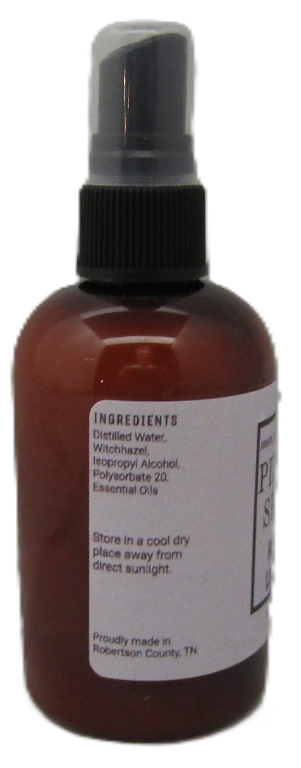 Shoots, Roots & Leather Boots lavender pillow spray in a brown bottle with a spray nozzle