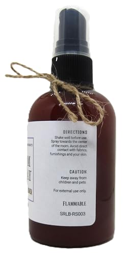 Shoots Roots Leather Boots lemon lavender room spray in brown bottle with black spray nozzle and twine bow