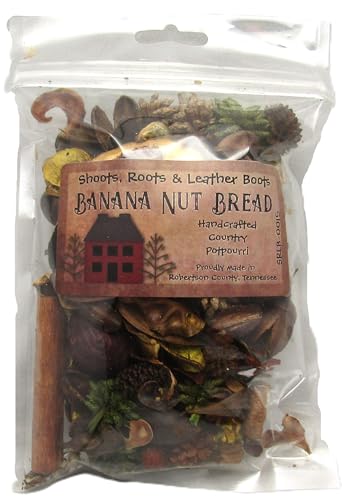 Shoots, Roots & Leather Boots banana nut bread potpourri in a clear bag featuring natural ingredients
