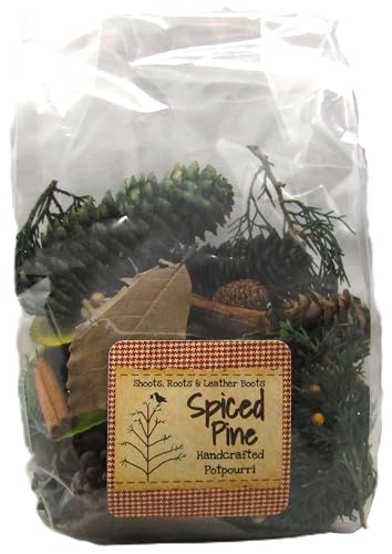 Spiced Pine Potpourri by Shoots Roots and Leather Boots clear bag with pine cones evergreen sprigs and cinnamon sticks