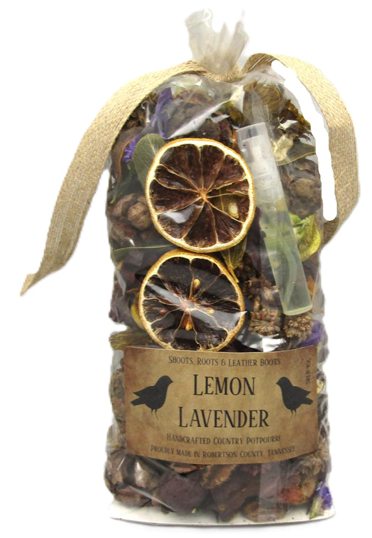 Shoots Roots Leather Boots lemon lavender potpourri with dried citrus and fragrant herbs in clear bag