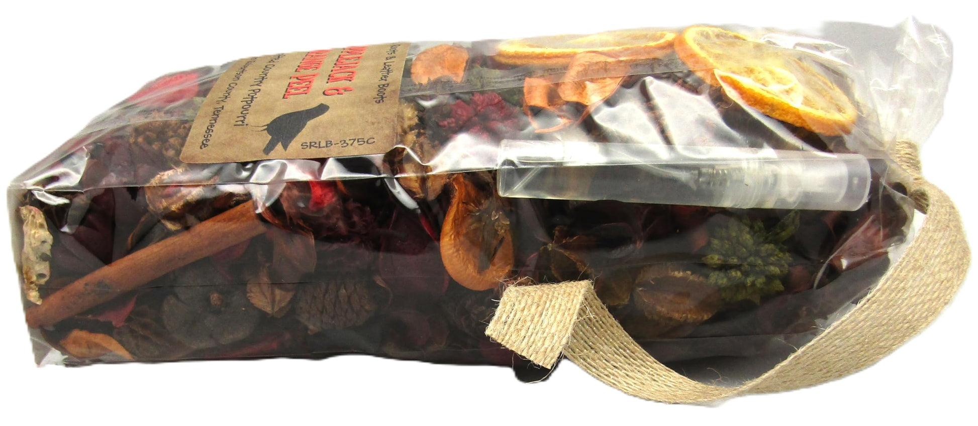 Shoots Roots & Leather Boots home decor citrus scent potpourri in clear sealed bag with dried orange slices and cinnamon sticks