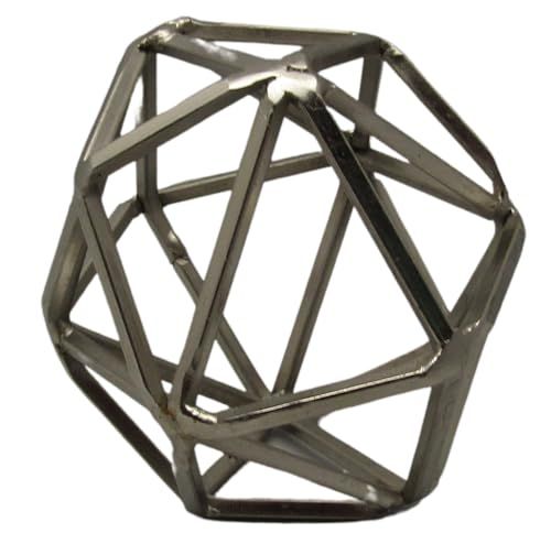 Silver geometric metal orb decor with open framework design for modern home decoration