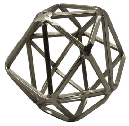 Silver geometric metal orb decor with open frame design for modern home accents