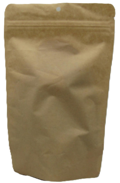 Brown resealable pouch packaging for simmering potpourri with oil from Shoots Roots and Leather Boots