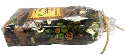 Spiced bartlett pear potpourri blend featuring natural dried fruit, leaves, and pine cones for home fragrance
