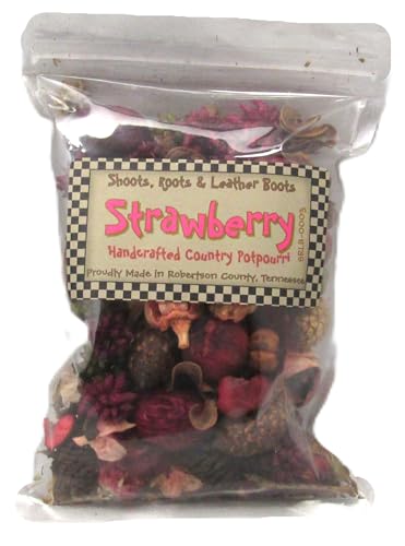 Shoots Roots Leather Boots strawberry potpourri bowl filler in clear resealable bag with natural dried elements