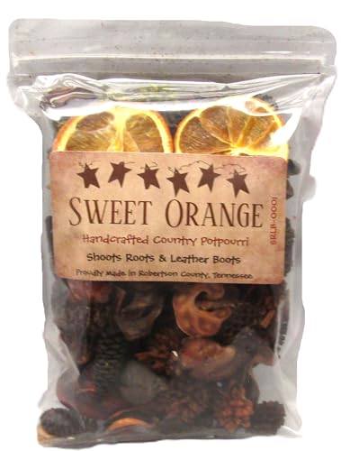 Shoots Roots Leather Boots orange vanilla bowl filler handcrafted country potpourri with dried orange slices