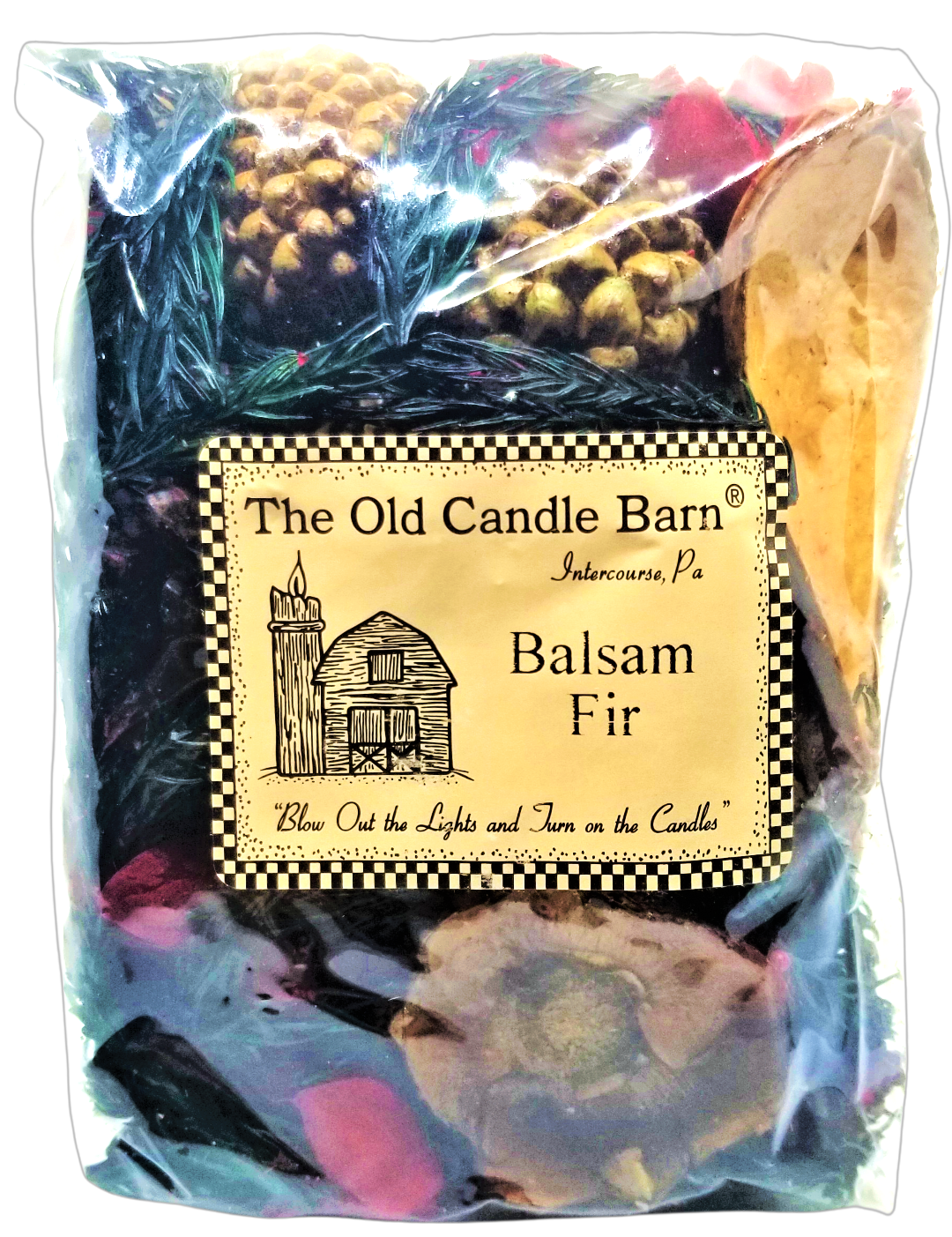 Old Candle Barn Balsam Fir Potpourri with Natural Pinecones and Dried Flowers for Fragrant Home Decor