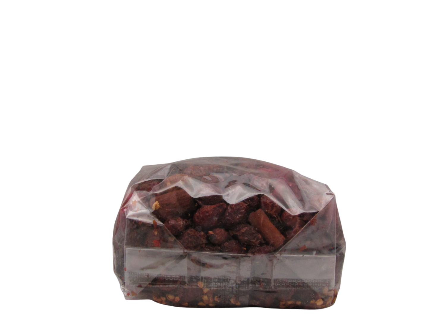 Old Candle Barn cinnamon rosehips potpourri in a clear bag, showcasing aromatic natural elements