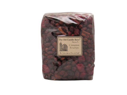Old Candle Barn cinnamon rosehips potpourri in a clear bag, ideal for home fragrance and decor