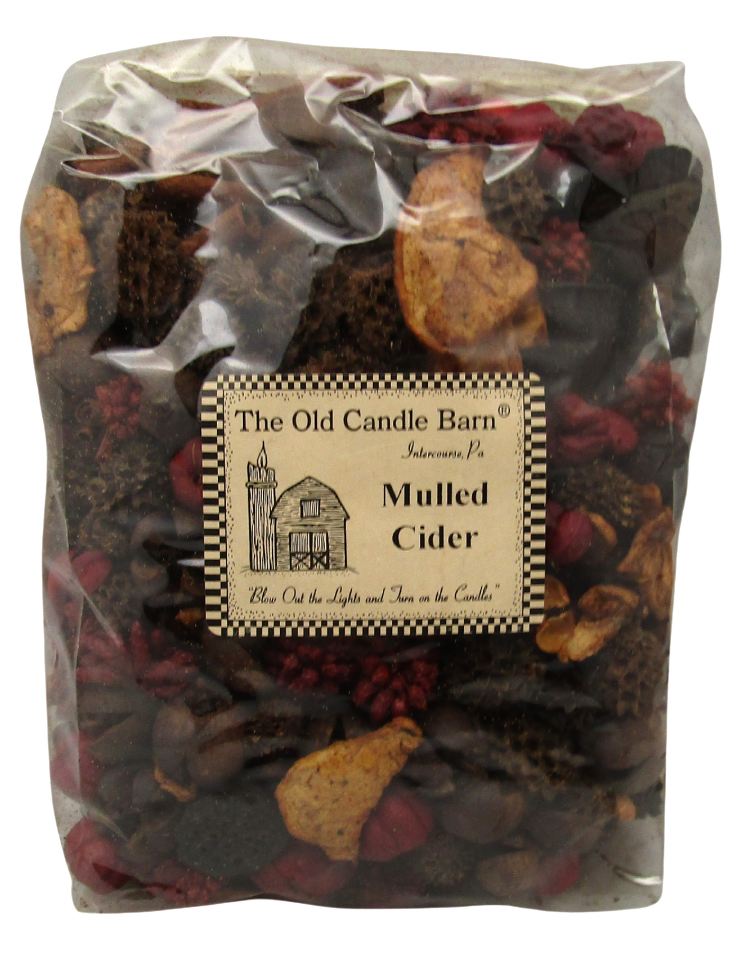 Old Candle Barn Mulled Cider Potpourri Large Bag with colorful dried fruit and spices for a warm scent