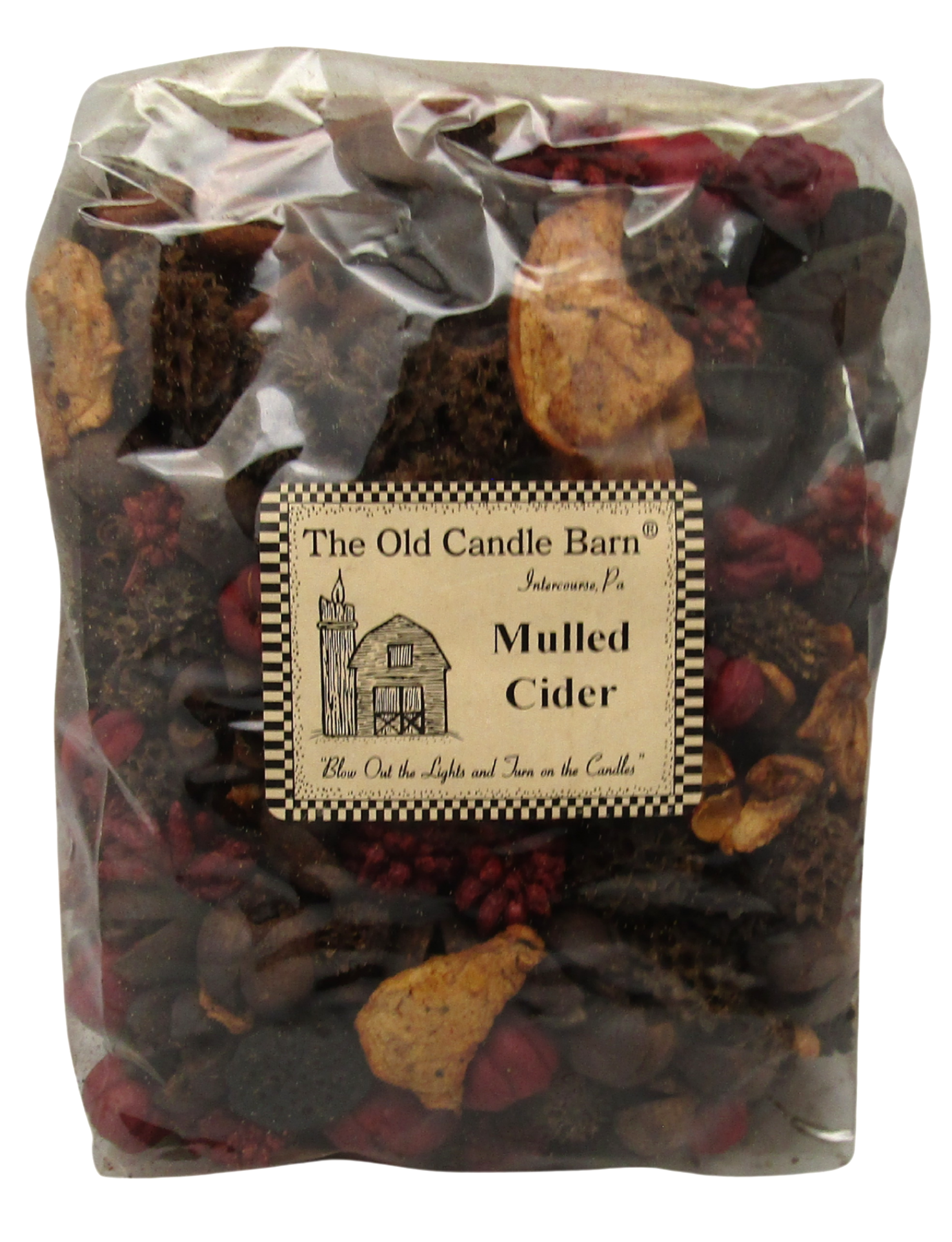 Old Candle Barn Mulled Cider Potpourri Large Bag with colorful dried fruit and spices for a warm scent