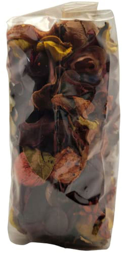 Old Candle Barn autumn blend potpourri in a clear bag showcasing colorful dried petals and leaves