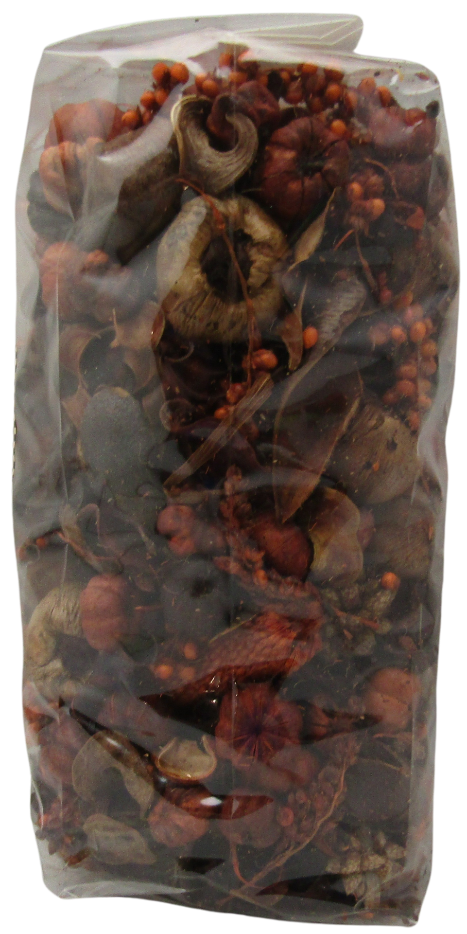 Old Candle Barn pumpkin spice potpourri in clear bag with autumn dried botanicals and orange berries