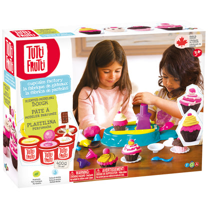 Family Games America Tutti Frutti scented modeling dough kit cupcake factory playset with children playing
