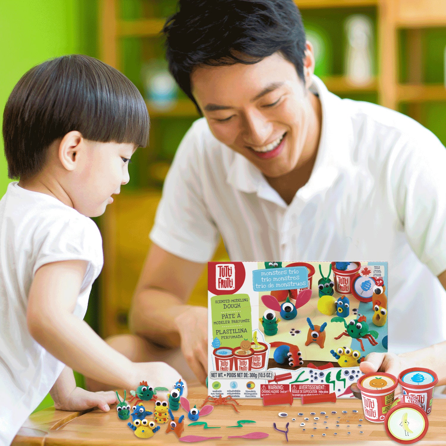 Family Games America Tutti Frutti blendable dough Monster Trio toy with colorful dough monsters and play accessories
